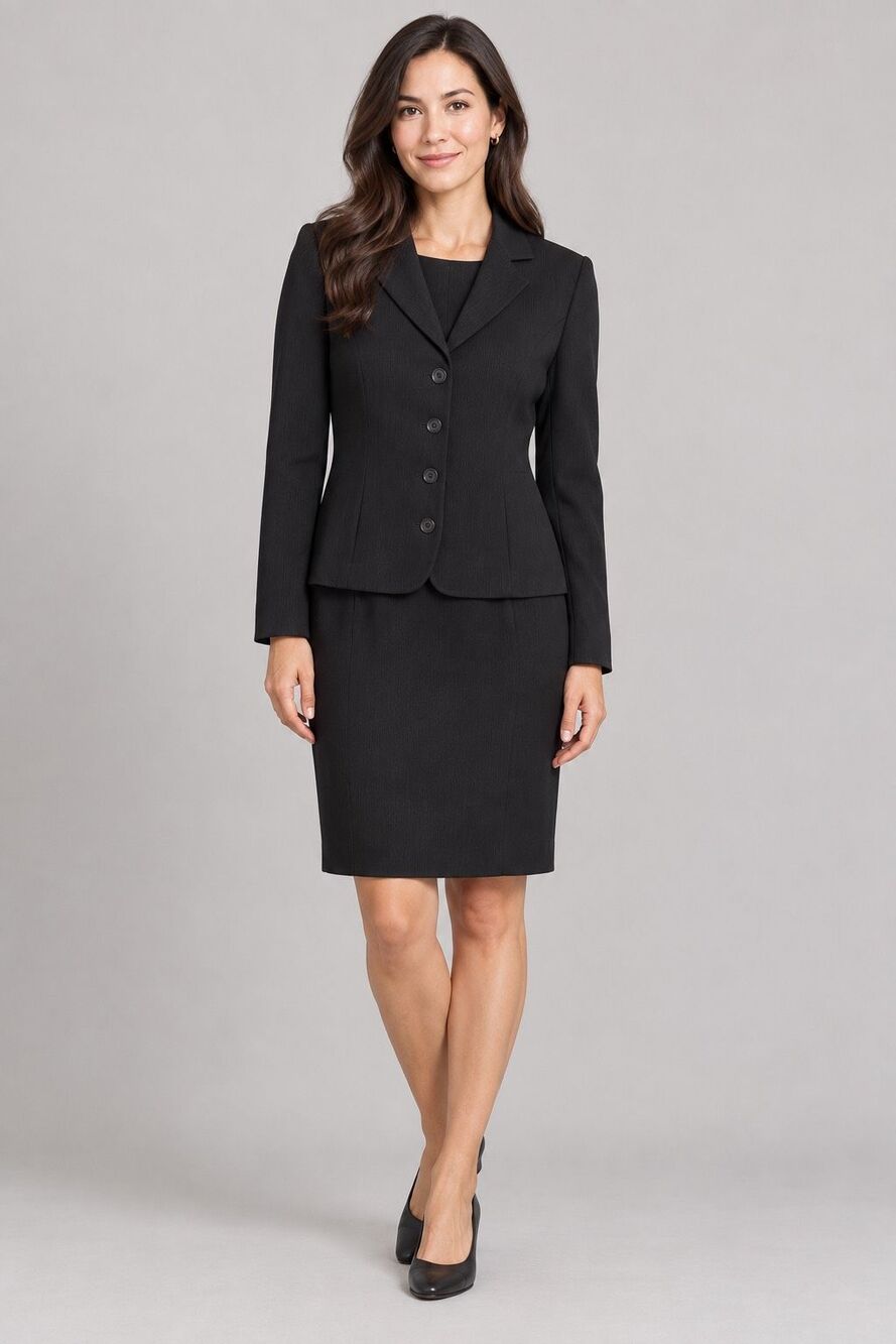 Garfield & Marks Petite 2 Black Dress Suit Blazer Sheath Made USA Vintage